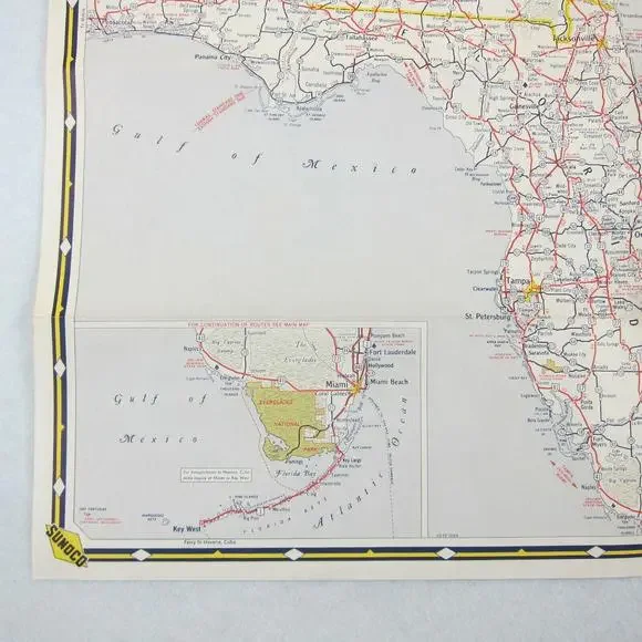 Vintage 1958 SUNOCO Gas Company Road Map Eastern United States - Picture 10 of 12